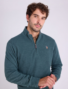 1/4 ZIP MOCK NECK FLATBACK PULLOVER
