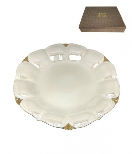 105-729 Круглое блюдо 40см  ПЕРЛАМУТР БЕЛЫЙ  в под.уп.(х8)