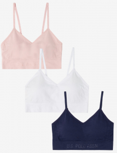 3PK ASSORTED BRALETTES WITH ADJUSTABLE STRAPS