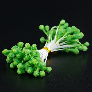 Тычинки на нитке Зелёные морозные крупные, 50 шт