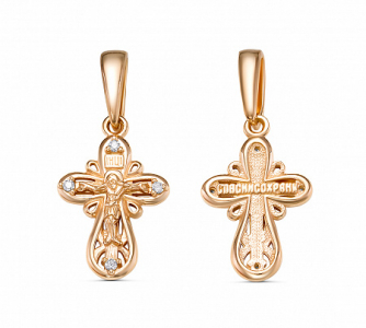 Крест с фианитом позолоченный серебро 925*