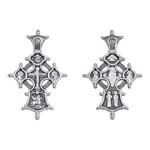 Крест (образ Всецарица) из серебра литье частичное чернение