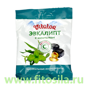 Виталор® Эвкалипт-ментол, леденцовая карамель со вкусом эвкалипта с витамином С - БАД, 60 г