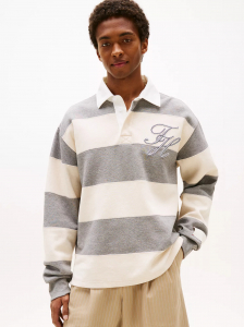 Interlock Stripe Panel Rugby Sweatshirt