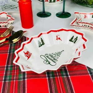 164-055 Глубокое овальное блюдо 23,5см НОВЫЙ ГОД в под.уп.(х24)Фарфор