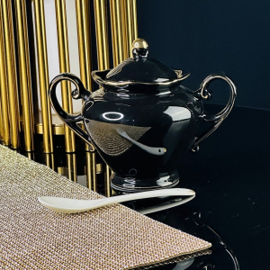 109-191 Сахарница320 мл с ложкой NOIR в под.уп.(х24)Фарфор