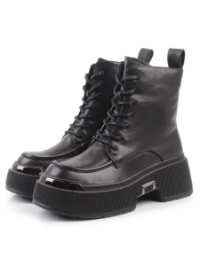 01-DMD-D258 BLACK Ботинки демисезонные женские (натуральная кожа, байка)