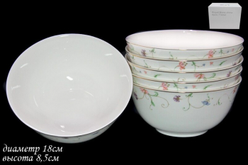 125-087 Набор из 6 салатников 18см  в под.уп.АНГЛИЙСКИЙ САД.(х6)Костяной фарфор