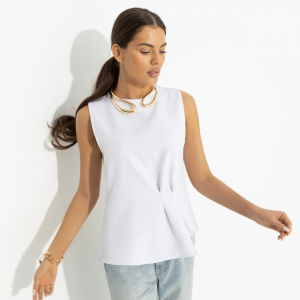 Блуза с декоративными защипами, Счастье с тобой (белая)