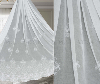 Имитация льна с вышивкой Тициния