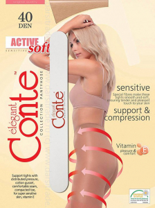 Колготки женские Active Soft 40 с пилочкой Conte Дроп