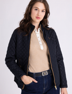 QUILTED SIDE KNIT MOTO JACKET