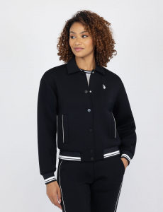 WHITE LABEL COLLAR SNAP BOMBER JACKET