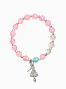 Браслет «Радость» балерина, цвет бело-розовый в серебре, d=7