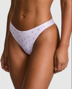 Logo Cotton High-Leg Thong Panty