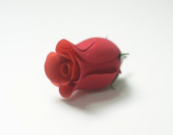Искусственные цветы, Голова бутона розы бархатная (d-40mm) для ветки, венка красный