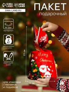 Пакет полиэтиленовый подарочный новогодний, с ушками Friends, 13?22 см