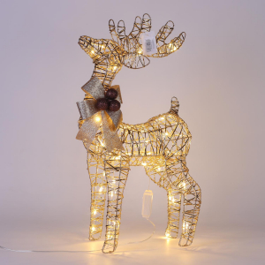 Новогодняя декорация олень с подсветкой 60 см золотой