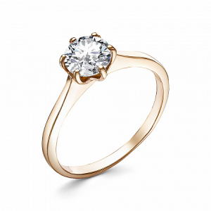 Кольцо с фианитом позолоченное серебро 925*