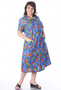 Халат на пуговицах 001, бязь (цвета в ассортименте)