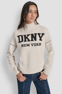 LOGO INTARSIA MOCK-NECK SWEATER