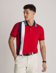 VERTICAL COLORBLOCK PIQUE POLO SHIRT