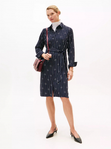 Rope Print Belted Midi Shirtdress