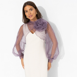 Болеро нарядное со съемным декором, Деловой взгляд (сиреневое, с брошкой)