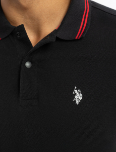 SNAP BUTTON TIPPED PIQUE POLO SHIRT