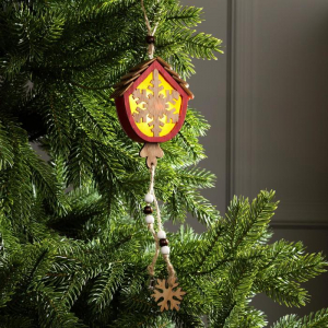 Ёлочная игрушка «Домик со снежинкой», 9?8?4 см, от батареек, свечение тёплое белое