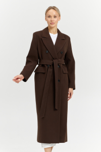 Пальто женское демисезонное 26326 (шоколад/рубчик)
