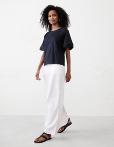 Puff-Sleeve Mixed Media Top