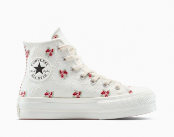 Chuck Taylor All Star Lift Platform Rose Cross Stitch