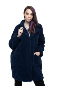 Пальто стильное из овечьей шерсти THE BARREL, цвет Индиго, цвет СИНИЙ