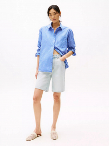 High-Rise Faded Denim Bermuda Short