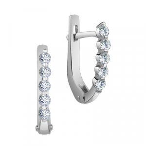 Серьги с фианитом родированные серебро 925*