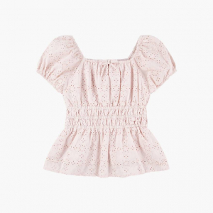 Eyelet Puff Sleeve Top Big Girls S-xl