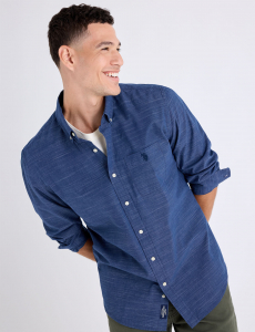 LONG SLEEVE HORIZONTAL TEXTURE STRIPE SHIRT