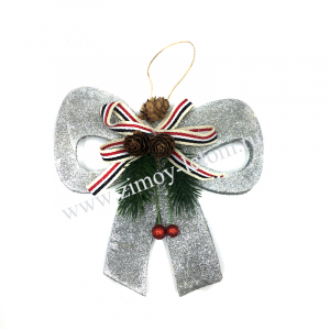 Декоративное украшение EVA глиттер бантик 15 см серебряный 1 шт.