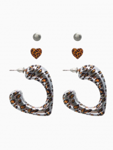 Серьги QF «Леопард», набор 3 пары, цветной в серебре