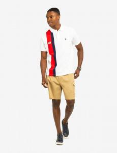 VERTICAL SASH COLOR BLOCK PIQUE POLO SHIRT