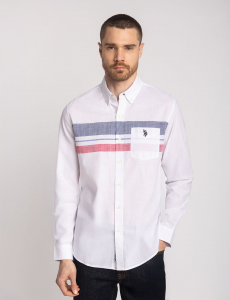 LONG SLEEVE ENGINEERED STRIPE POPLIN SHIRT