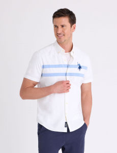 SHORT SLEEVE CHEST STRIPE MULTITONAL LOGO SHIRT