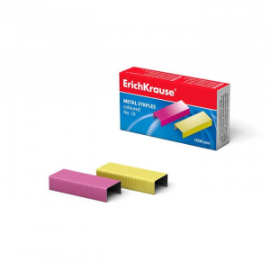 Скобы омеднённые №10, ErichKrause, для степлера, 1000 шт., цветные