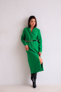 10538 Платье-рубашка с английским воротником зелёное (остаток: 42)