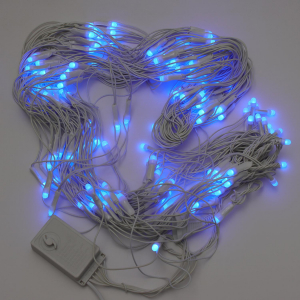 Сетка светодиодная крупный диод 192 LED  2*2 м белый провод синяя