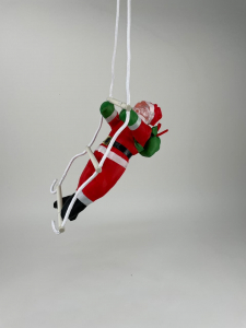 Новогодний декор - Санта на канатной лестнице 30 см