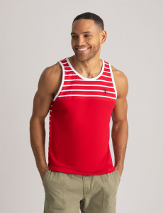 YARN DYE COLOR BLOCK STRIPE MUSCLE TANK