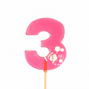 Карамель леденцовая Цифра 3 розовая с посыпкой, 12 г