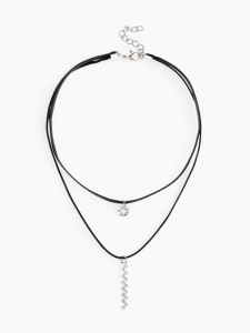 Чокер «Две нити» ступенька из страз, цвет белый, 35.5 см